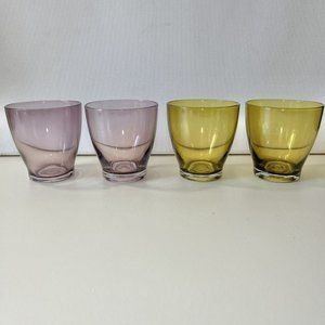 50’s Vintage Drinking Glasses Rose & Yellow Mid century - Set Of 4